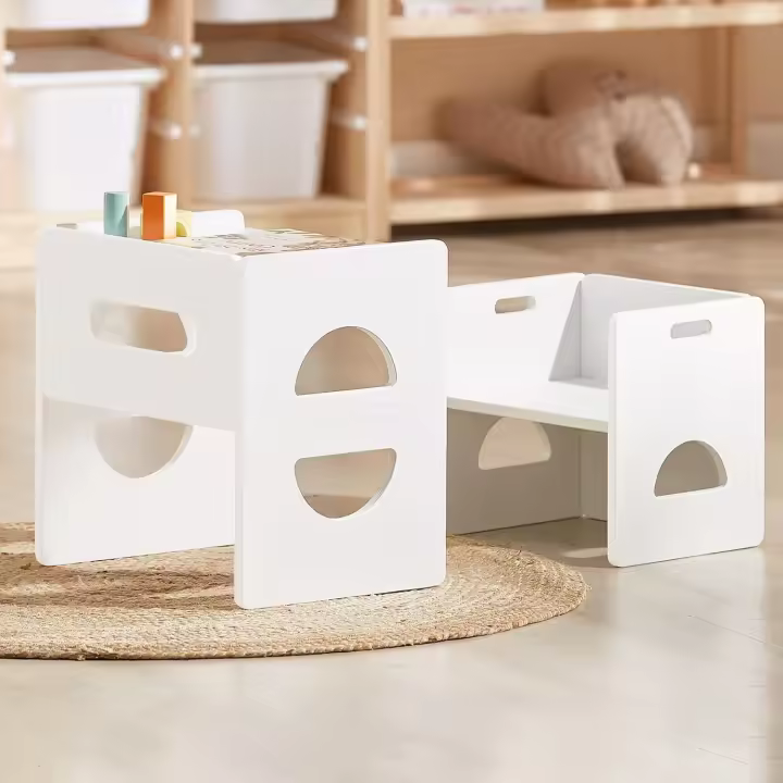 Juego de Mesa y Silla Montessori Ajustable para Edades 1-3 Mueble de Madera Maciza para Niños Pequeños Ideal para Leer/Comer/Jugar - 1