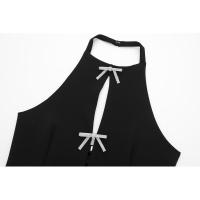 BUNO-Chaleco con lazo y espalda descubierta para mujer, Top calado sin mangas con cuello Halter, falda ajustada elegante, camisetas sin mangas femeninas Y2k, Top corto para oficina - details 21