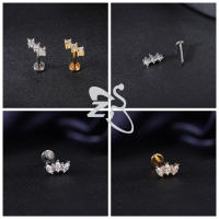 ZS 1 pieza de Color dorado, 16G, acero inoxidable, Labret, Piercing para labio, hombres y mujeres, cristal CZ, cartílago de oreja, Tragus, hélice, Piercings con parte trasera plana - details 2