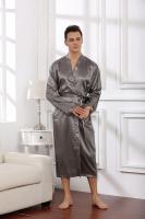 Albornoz largo de talla grande 3XL para hombre, ropa de dormir negra para novio, bata de boda, ropa de dormir de primavera y verano, ropa de dormir holgada de satén para el hogar - details 15
