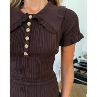 Suéter A-Línea de Cintura de Cable Tres Dimensiones Manga Corta, Ajuste Delgado, Moda Casual para Mujeres - details 5