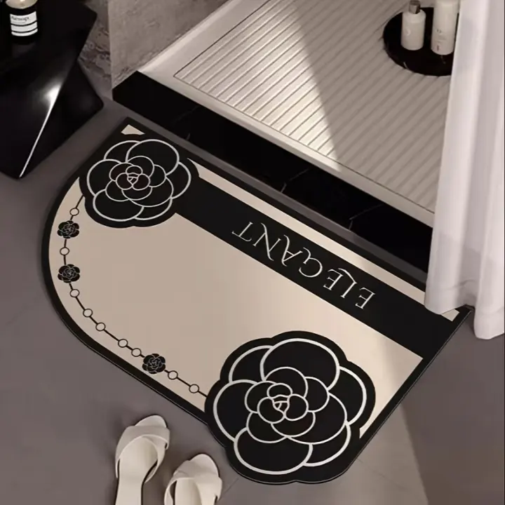 Alfombrilla para bañera, alfombrilla para suelo con patrón de flores súper absorbente, antideslizante, de secado rápido, alfombrilla absorbente para baño, alfombrilla para pies más gruesa con rosas para Baño - 1