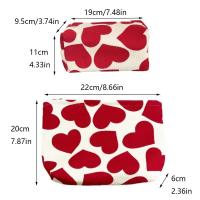 Bolsa de maquillaje con diseño de amor de gran capacidad, bolsa de cosméticos con forma de corazón de pana con cremallera, bolsa de almacenamiento de artículos de tocador de regalo encantador para mujer - details 0