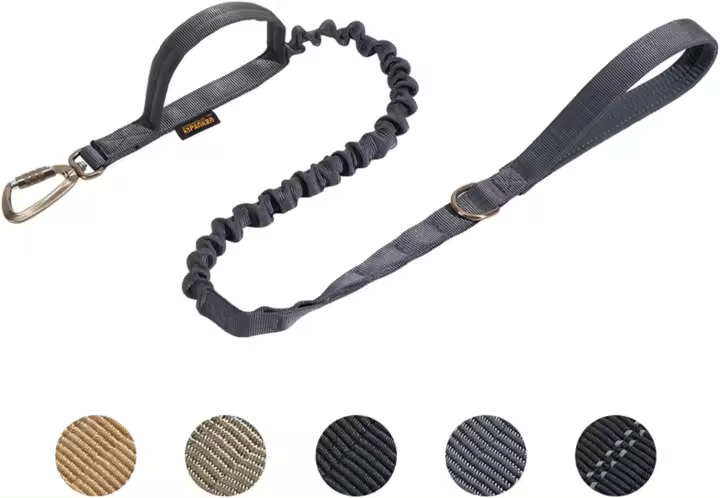 EXCELENTE ELITE SPANKER Militar Táctica Espacio Gancho de Aluminio Clips Correa elástica para Perros Correa de cuerda elástica con 2 mangos de control (RGN) - 1
