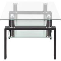 Mesa Moderna de Centro con Tapa de Cristal Transparente y Base de Metal Negro (100x60 cm) - details 7