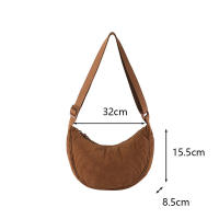 Bolso Cruzado Semi-Luna Bolso de Hombro de Pana Casual para Mujeres Bolso de Mano de Viaje de Color Sólido - details 29