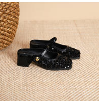 Zapatos Mary Jane de tacón medio con correa de una palabra de plata francesa - details 23