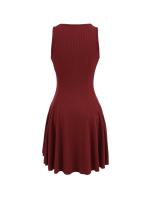 Vestido de Verano Elegante Estilo Europeo Americano Cuello Redondo Falda Elástica de Punto - details 3
