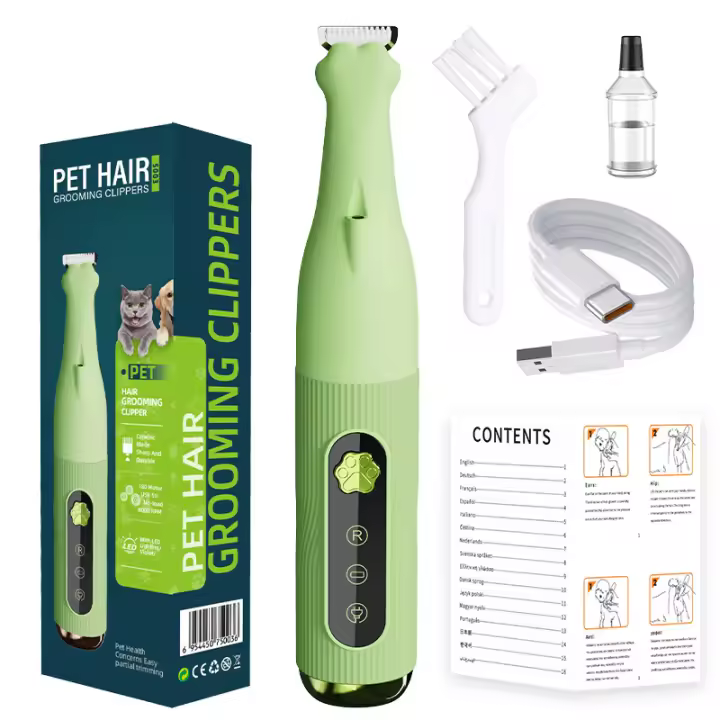 Cortapelos multifunción para mascotas con luz LED, batería de larga duración, hoja ancha para perros y gatos, recorte silencioso para patas - 1