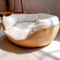 Cesta de ratán para mascotas, colchón de hierba tejida, nido para gatos, perrera, tabla para rascar de paja, cama para gatos para cachorros y gatitos, Universal para todas las estaciones - details 3