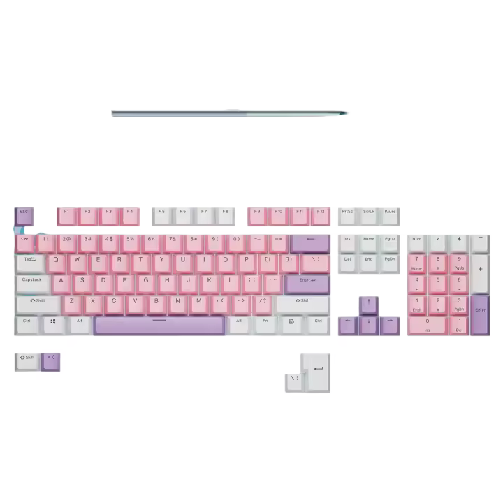 OEM altura ABS inglés transparente rosa púrpura 104 87 61 tecla teclado monocromático Keycap - 1