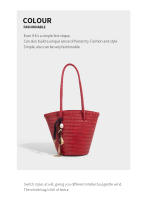 Nuevo bolso de hombro tejido retro para mujer, bolso tipo cubo, bolso tipo cesta de verduras portátil para vacaciones junto al mar - details 20