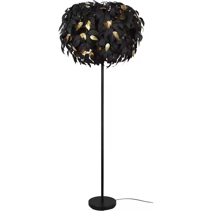 Lámpara de pie, Leavy 3xE14, máx.28,0 W Plástico, Negro, Cuerpo: Metal, estera negra Ø:70,0cm, A:180,0cm Interruptor de pie,Modelo certificado,IP20,Sin bombilla - 1
