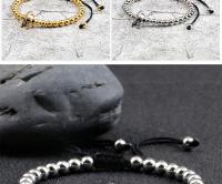 Casco Corona Pulsera Trenzada Mujer 5MM Oro y Plata Cuentas de Cobre Pulsera Ajustable Regalo de Cumpleaños para una Buena Amiga - details 0