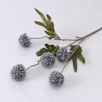 Ramo de flores artificiales de 5 cabezas, bola de flores de diente de león de seda, flores falsas, decoraciones para el hogar, jardín, boda, corona artesanal DIY, Navidad - details 8