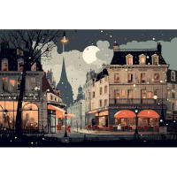 RUOPOTY Pintura Moderna de Lienzo Ilustración de Paisaje DIY Pintado por Números - details 0
