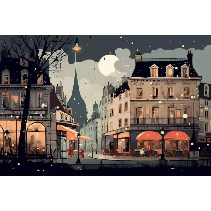 RUOPOTY Pintura Moderna de Lienzo Ilustración de Paisaje DIY Pintado por Números - 1