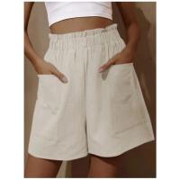 Novedad de Verano Pantalones Cortos Informales para Mujer Talla Grande, Cintura Alta, Ancho de Pierna, Dos Bolsillos - details 3
