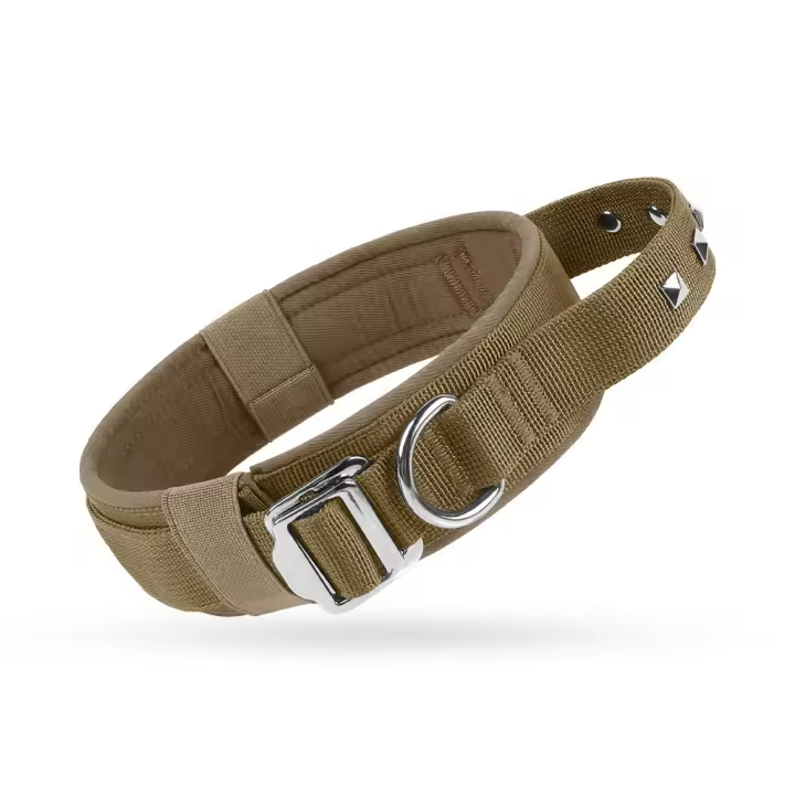 Collar de entrenamiento para perros ajustable, práctico Collar de Metal con hebilla resistente para el cuello del perro, correa transpirable para mascotas, pastor alemán - 1