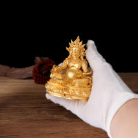 Dios amarillo de la riqueza, exquisita imitación de latón, chapado en oro de Nepal, estatua de Buda Bala tibetano tántrico, adorno para el hogar - details 3