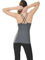 Camiseta gris sin mangas con tirantes y sujetador extraíble incorporado para mujer - details 2