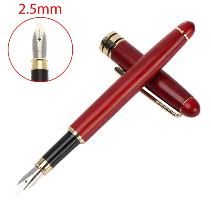 Pluma estilográfica de bambú, pluma de Metal con Clip, recargas de tinta, caligrafía, caoba, regalo - 1