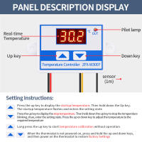 Controlador de temperatura LED Digital para incubadora, interruptor de refrigeración y calefacción, termostato, Sensor NTC impermeable, ZFX-W3007, 10A, 12V, 60V - details 2