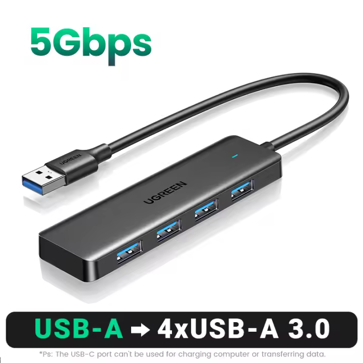UGREEN Hub USB 3.0 con adaptador de 4 puertos Thief multipuerto 5 Gbps de alta velocidad Compatible con MacBook Pro Air iMac Surface XPS PC portátil Disco duro teclado ratón PS5 - 1