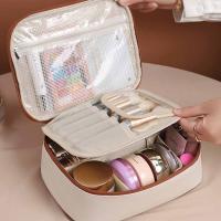 Bolsa cuadrada de cuero PU para cosméticos, almohada con cremallera desmontable, bolsa de maquillaje, organizador de artículos de tocador, bolsa de viaje de estilo coreano - details 3