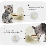 Cuenco elevado inclinado para gatos de interior, cuenco de cerámica elevado para comida para gatos con soporte de Metal, cuenco antideslizante y antiderrames para comida para mascotas para gatos - details 5