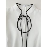 Mini vestido blanco con cordones y cuello levantado para mujer, Vestidos elegantes de manga larga para fiesta, Vestidos clásicos calados para mujer - details 2