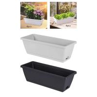 4 Pieces Window Box Planter Rectangular Pots Container Garden Flower Plant Pot for Home Decor Porch Patio Windowsill Yard