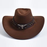 Artificial Suede Western Cowboy Hats Vintage Big-edge Gentleman Cowgirl Jazz Hat Holidays Party Cosplay Hat - details 1