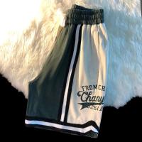 Vintage hiphop bordado baloncesto hombres pantalones cortos casuales tendencia americana calle alta pareja estilo universitario pantalones deportivos 202 - details 9