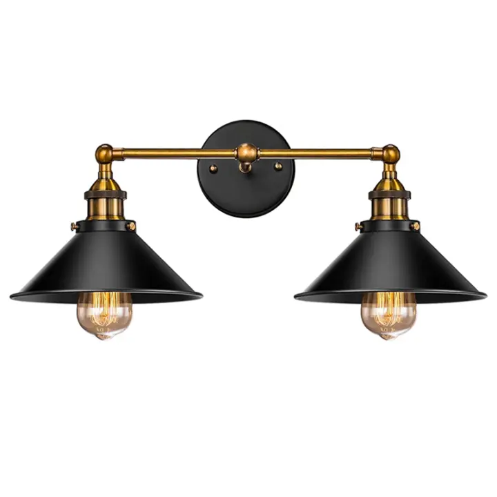 Lámpara de pared industrial de doble luz e27 Vintage Loft Sconce no regulable - 1