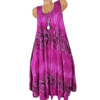 Vestido sin mangas holgado de verano para mujer, sin mangas, con cuello redondo y encaje estampado ral elegante - details 9
