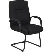 Tapizada En Tela & con Base De Metal I Silla De Conferencia con Reposabrazos, Color:Negro/Negro - details 0