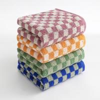 Toalla facial de algodón puro absorbente, gruesa, suave y cómoda, tablero de ajedrez, 34x75cm - details 3
