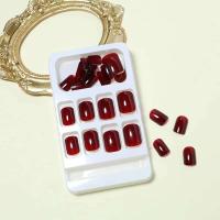 Uñas Falsas Cuadradas Cortas 24 Piezas, Diseño Rojo, Color Vino Sólido, Puntas de Uñas Completas, Acabado Desmontable Sencillo - details 5