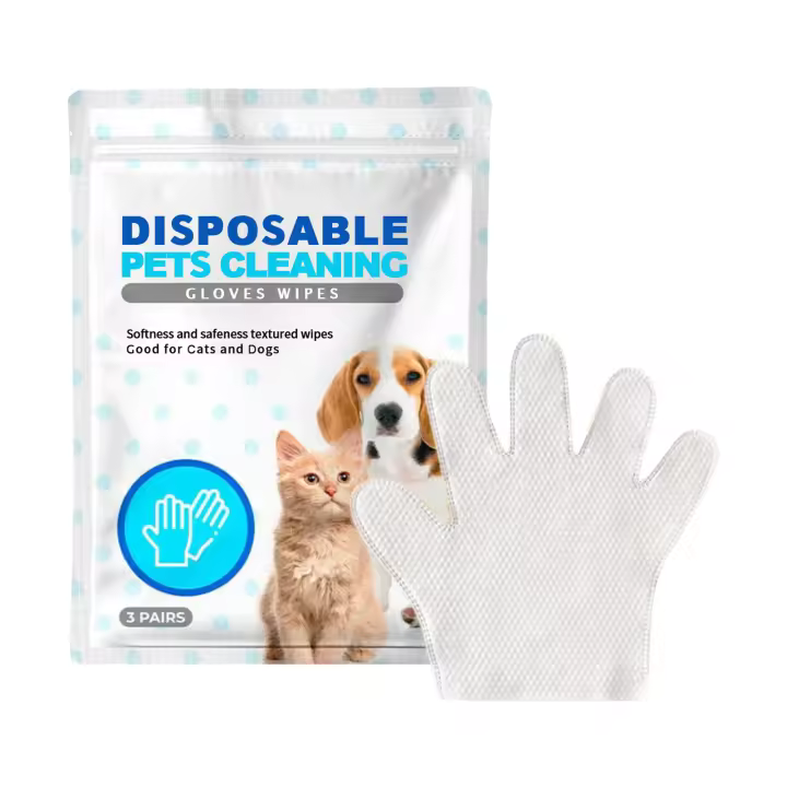Guantes de aseo para mascotas, toallitas desechables, sin lavado, para limpieza, desodorización y nutrición de la piel, 3 pares - 1
