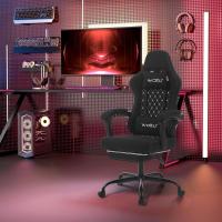 Silla Gaming Ergonómica, Silla Oficina con Soporte Lumbar Masaje y Reposapiés Extraible, Silla Giratoria con Gran Asiento de Muelle, Capacidad de 150 kg, Tela de Malla, Negro+Blanco, GS08sz - details 4