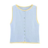 PB&ZA2025 dulce top de punto sin mangas con cuello redondo y botones decorativos en contraste de color, nueva ropa de verano para mujer - details 1