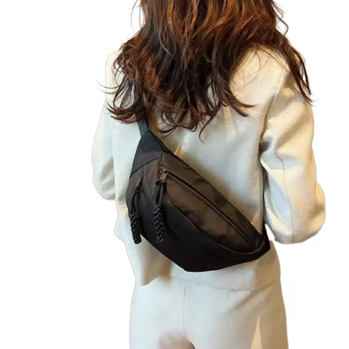 Bolso de pecho de media luna para mujer, bandolera impermeable de gran capacidad, bolsos de cintura multifuncionales de tela Oxford, deporte - 1