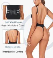 Women V Neck Over Bust Slimming Full Body Shapewear Compression Bodysuit Thong Leotard Tops Low Back Sculpting Underwear Shaper - details 4