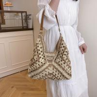 Bolso de ganchillo de paja de verano a la moda, bolso de hombro tejido para ocio en la playa, bolsos de mujer informales para vacaciones, señoras/niñas - details 12