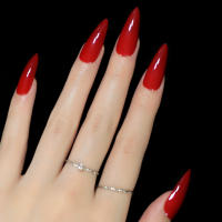 Uñas Postizas De Tacones Altos Rojo Gloss 24 Piezas Por Pack Uñas Falsas De Acrílico Para Dedos Aplicación Duradera Y Fácil - details 2