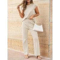 2025 Conjunto informal de punto para mujer: suéter de punto sin mangas + conjunto de dos piezas con pantalones de pierna ancha - details 2