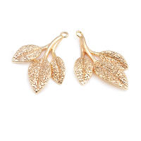 Colgantes de hojas de árbol de latón de Color dorado de 18K, accesorios para collar y pendientes, joyería Diy de alta calidad - details 17