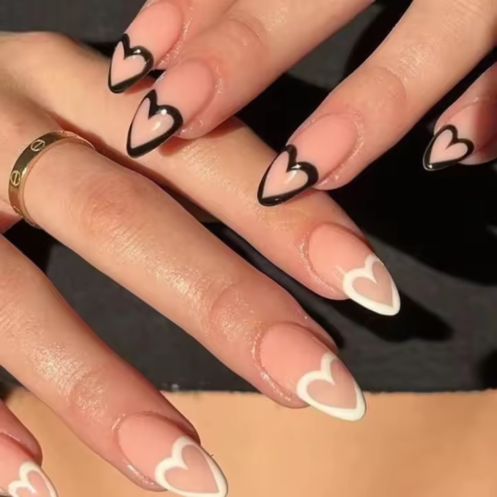 24 piezas de uñas postizas de acrílico almendra y púrpura con diseño de flor blanca, uñas postizas de cobertura completa, resistentes al agua, removibles para mujeres y niñas - 1