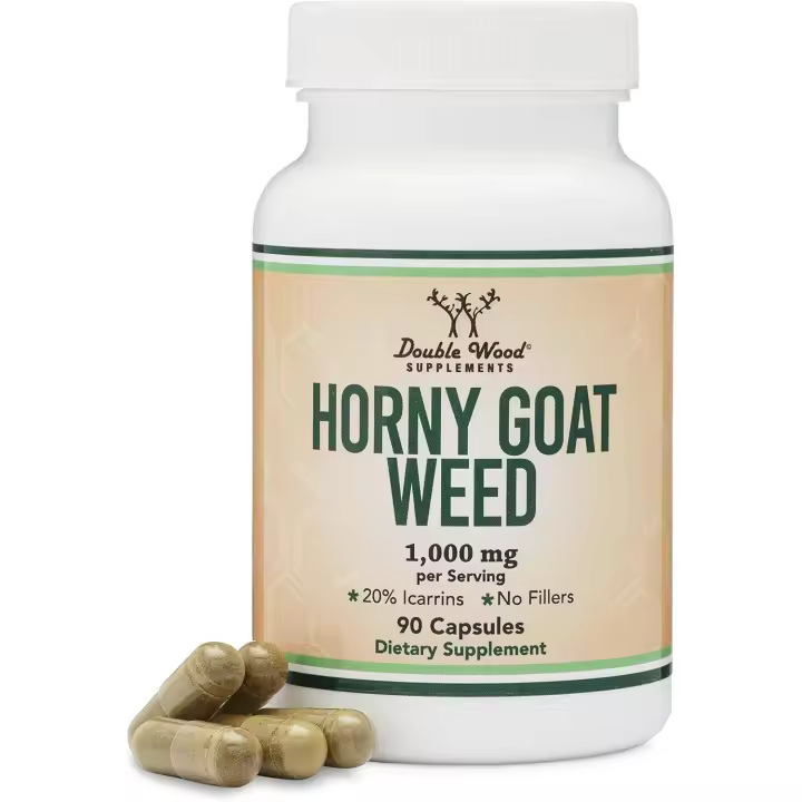 Hierba de cabra en celo para hombres y mujeres - Sin rellenos (Max Strength Epimedium Std. a 20 % de icariinas) 1000 mg por porción, 90 cápsulas - 1